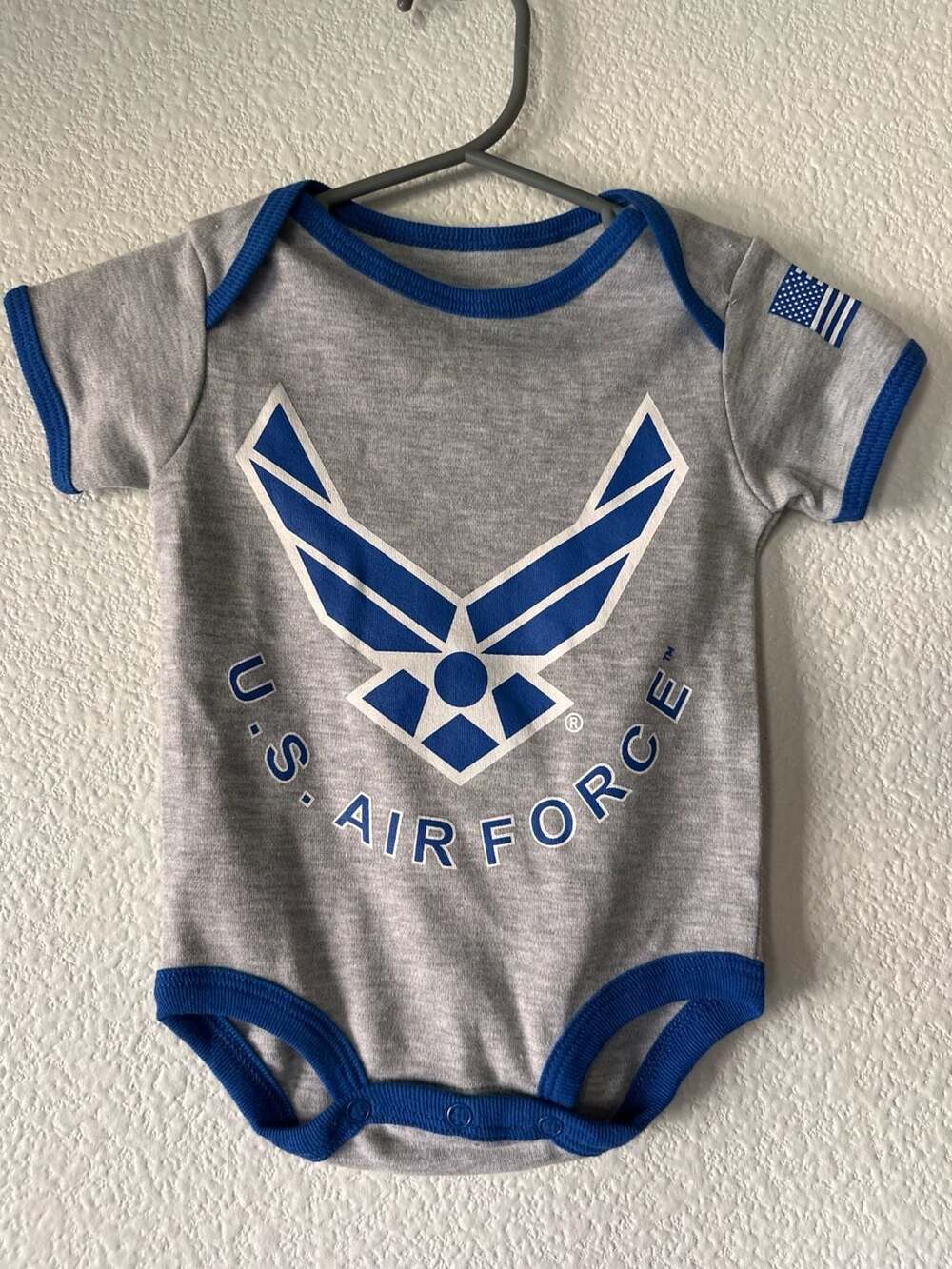 Tiny Trooper U.S. Air Force Bodysuit Size 3-6 Months Gray